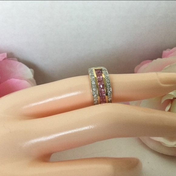 14k PINK SAPPHIRE/DIAMOND RING. - Picture 4 of 7